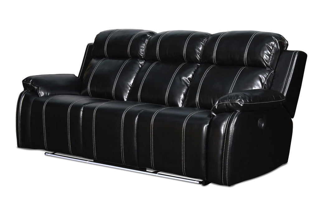 FUSION DUAL RECLINER SOFA W/PWR FTRST-EBONY