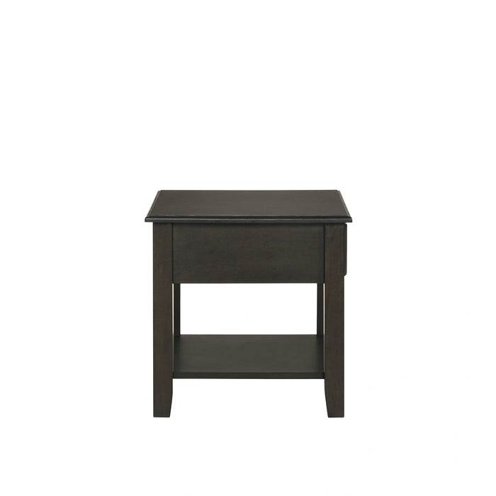 EVANDER END TABLE WITH DRAWER-ESPRESSO