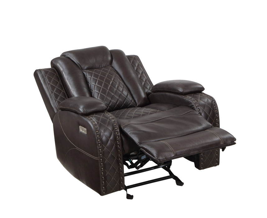 JOSHUA LEATHER GLIDER RECLINER - DK BROWN