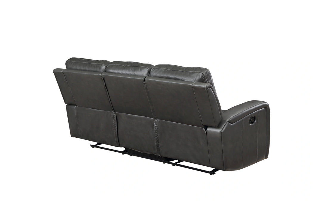 LINTON LEATHER SOFA W/ PWR FR-GRAY