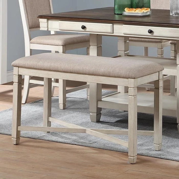 New Classic Furniture Prairie Point Counter Height Backless Bench in White