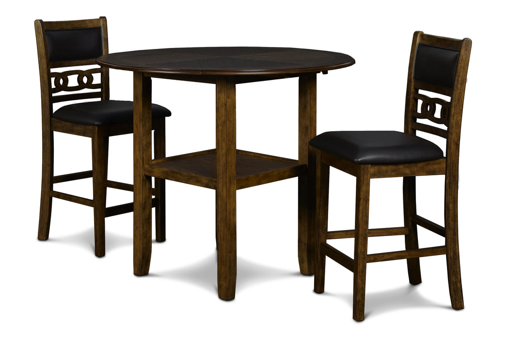 GIA 42" COUNTER DROP LEAF TABLE W/2 CHAIRS-BROWN