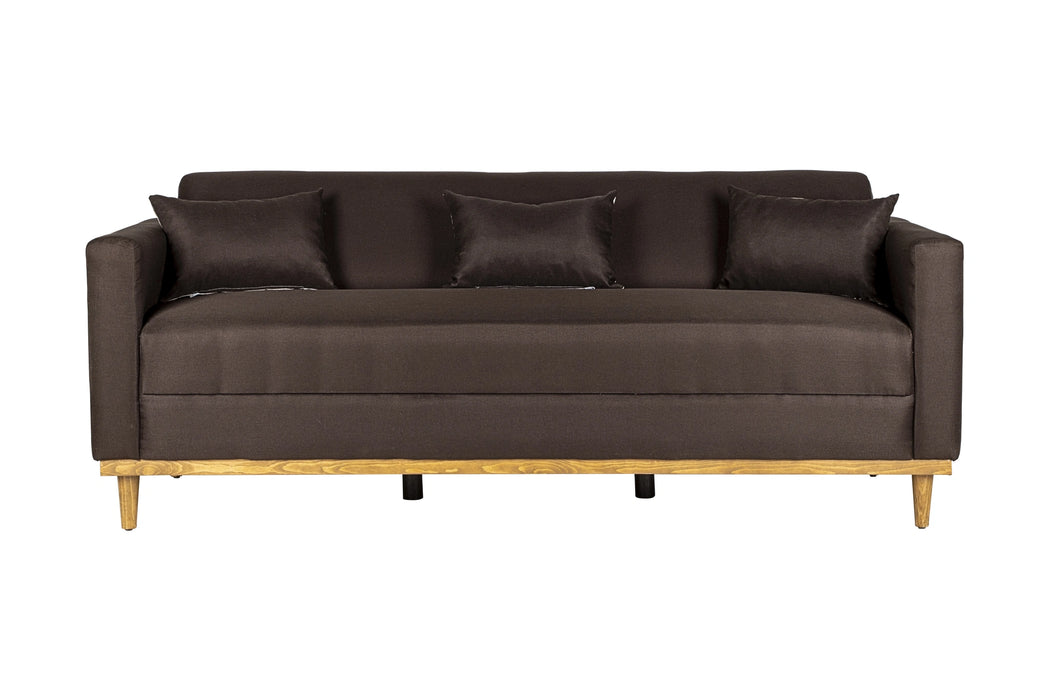 AIDEN SOFA W/3 THROW PILLOWS-CHOCOLATE