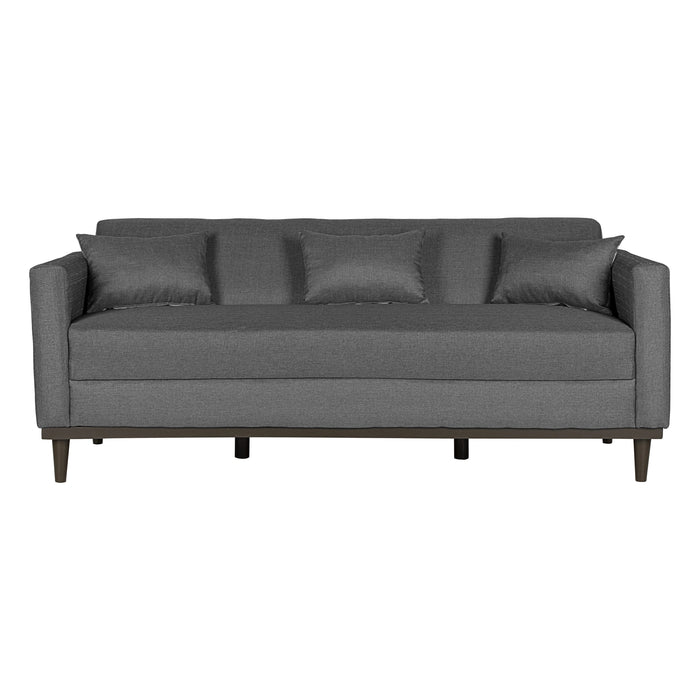 AIDEN SOFA W/3 THROW PILLOWS-SILVER GRAY