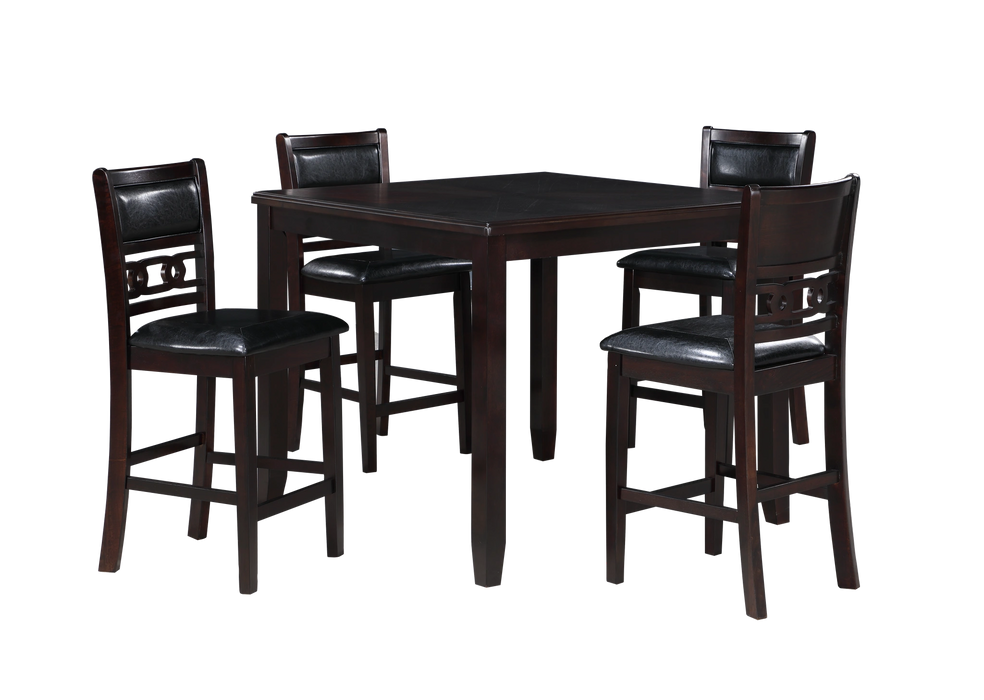 GIA 5PC 42" SQUARE COUNTER TABLE & 4 CHAIRS-EBONY
