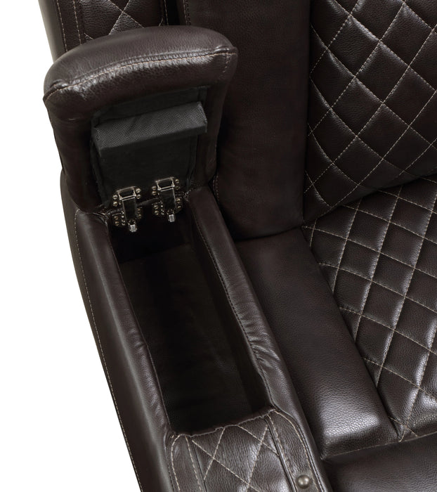 JOSHUA LEATHER GLIDER RECLINER - DK BROWN