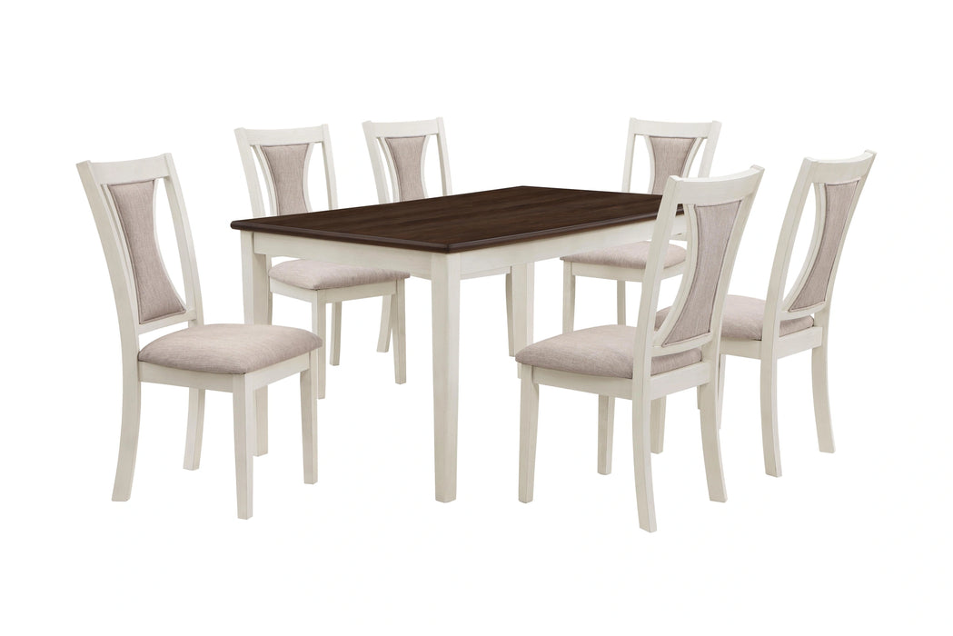 HUDSON 60" RECTANGLE DINING TABLE & 4 CHAIR S-BROWN/CREME