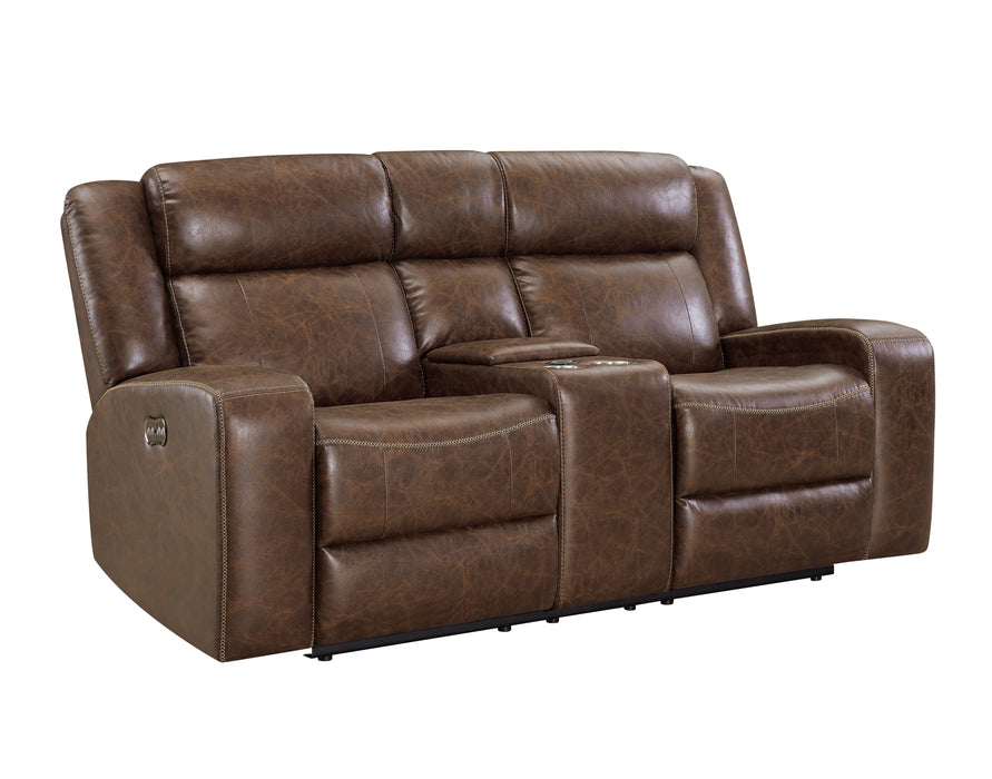 ATTICUS CONSOLE LOVESEAT W/PWR HR & FR-MOCHA