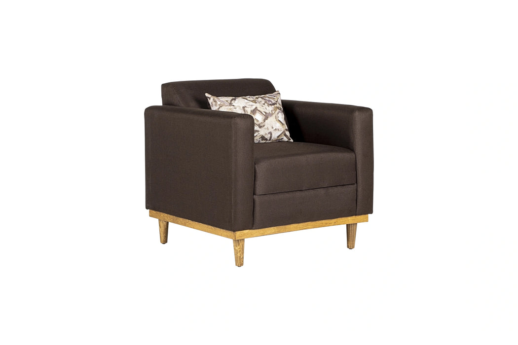AIDEN CHAIR W/1 THROW PILLOW-CHOCOLATE