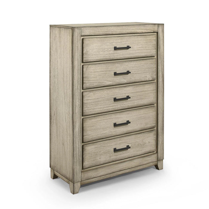 New Classic Furniture Ashland 5 Drawer Chest in Rustic White