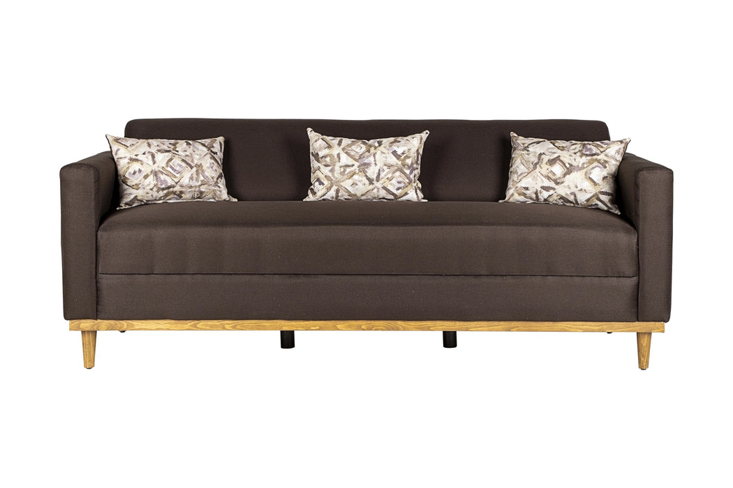 AIDEN SOFA W/3 THROW PILLOWS-CHOCOLATE
