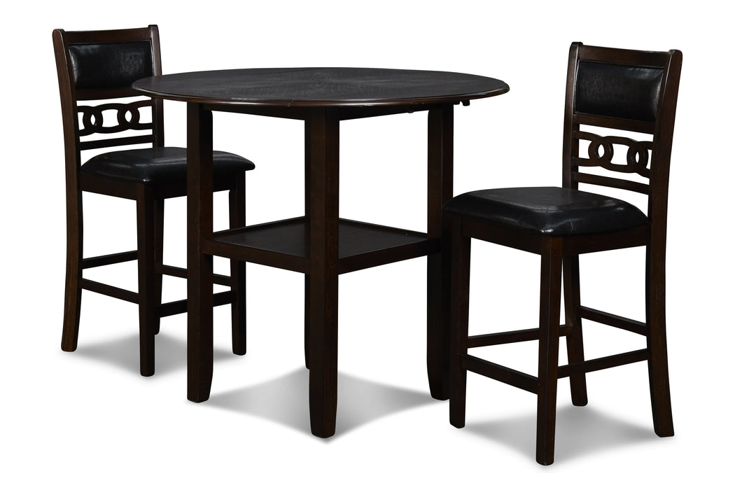 GIA 42" COUNTER DROP LEAF TABLE W/2 CHAIRS-EBONY