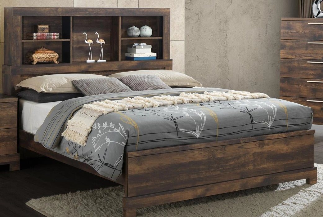 New Classic Furniture Campbell California King Bookcase Bed in Ranchero