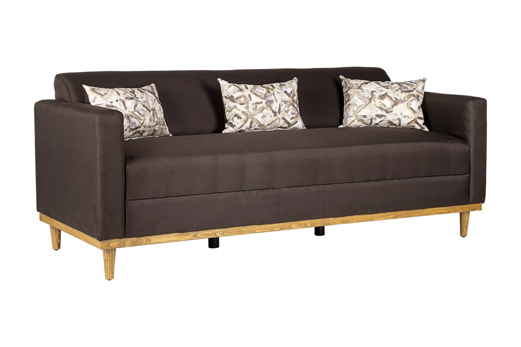 AIDEN SOFA W/3 THROW PILLOWS-CHOCOLATE