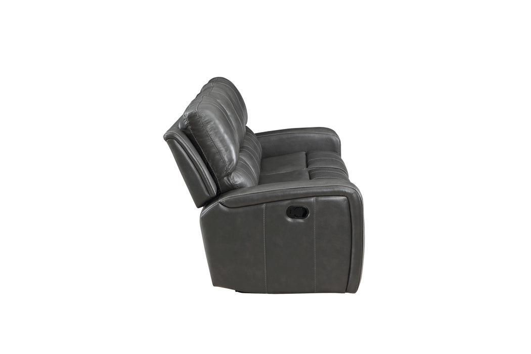 LINTON LEATHER SOFA W/ PWR FR-GRAY