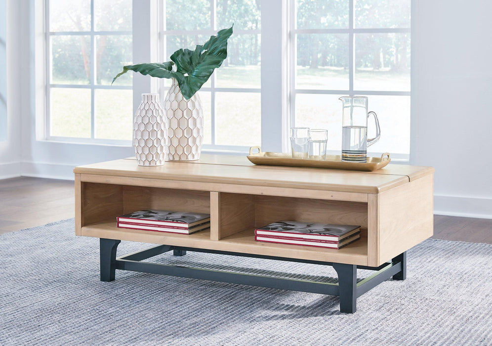Freslowe Light Brown/Black Lift-Top Coffee Table
