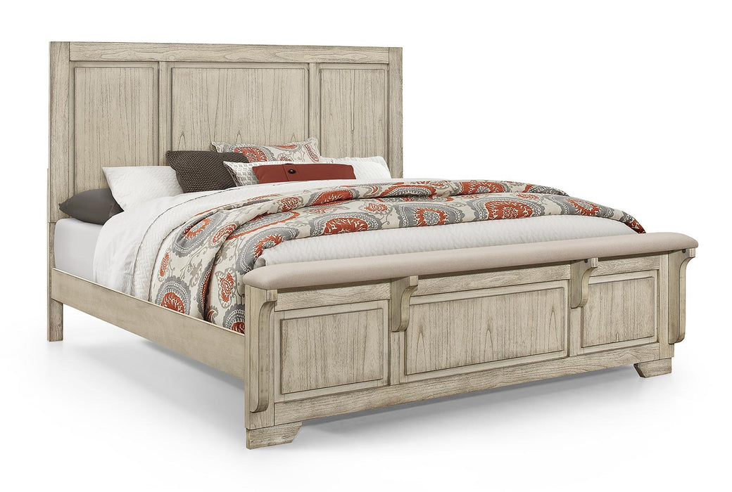 New Classic Furniture Ashland Queen Panel Bed in Rustic White