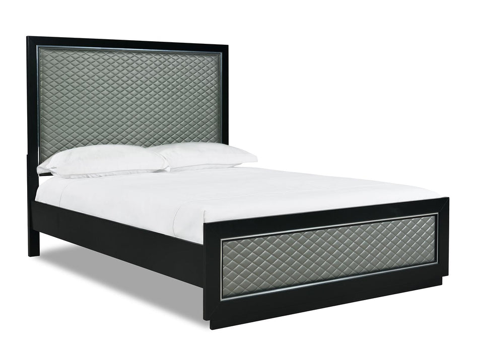 New Classic Furniture Luxor Queen Panel Bed in Black/Silver