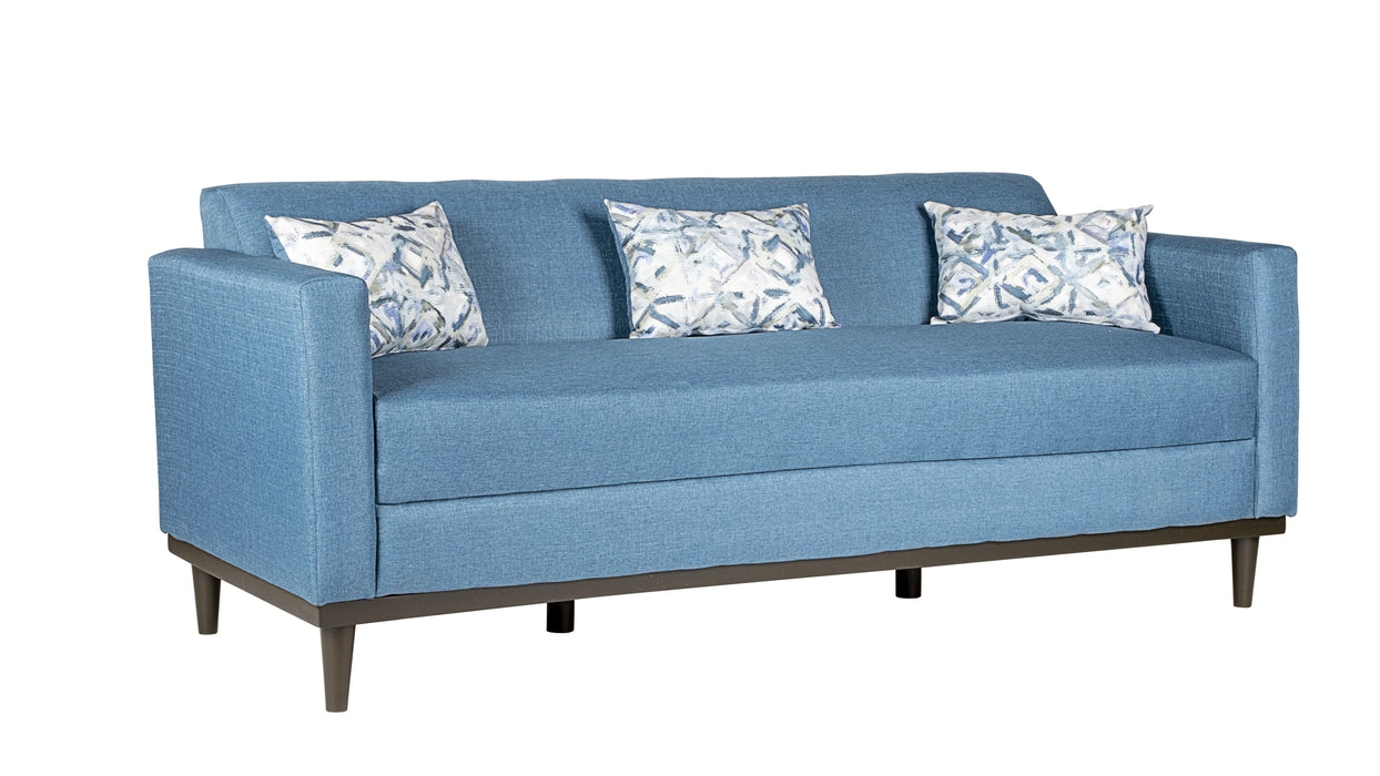 AIDEN SOFA W/3 THROW PILLOWS-BLUE
