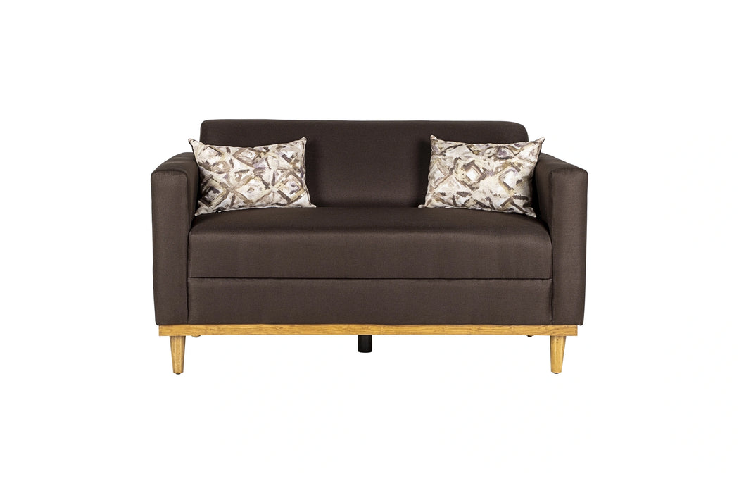AIDEN LOVESEAT W/2 THROW PILLOWS-CHOCOLATE