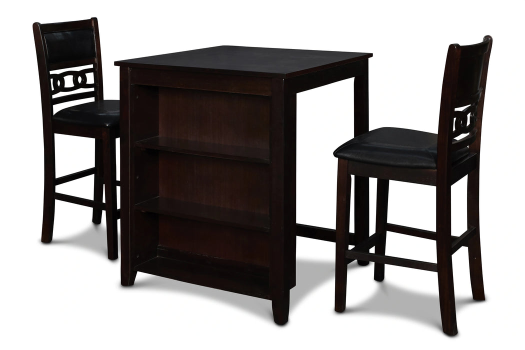 GIA 30" COUNTER TABLE W/2 CHAIRS & STG SHELF-EBONY