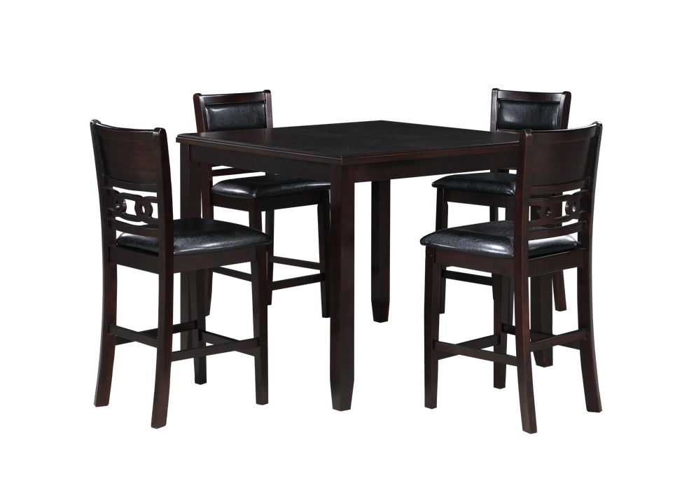 GIA 5PC 42" SQUARE COUNTER TABLE & 4 CHAIRS-EBONY